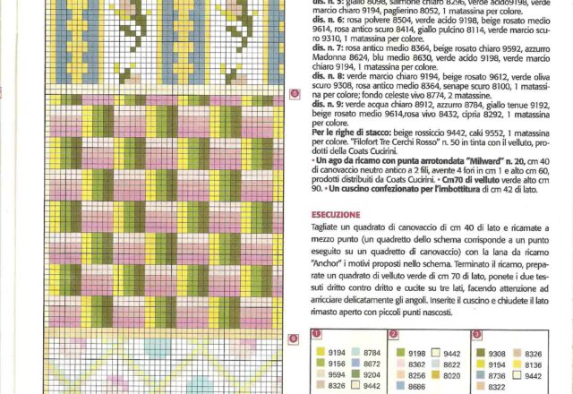 Motivi floreali e geometrici per un cuscino punto croce (3)