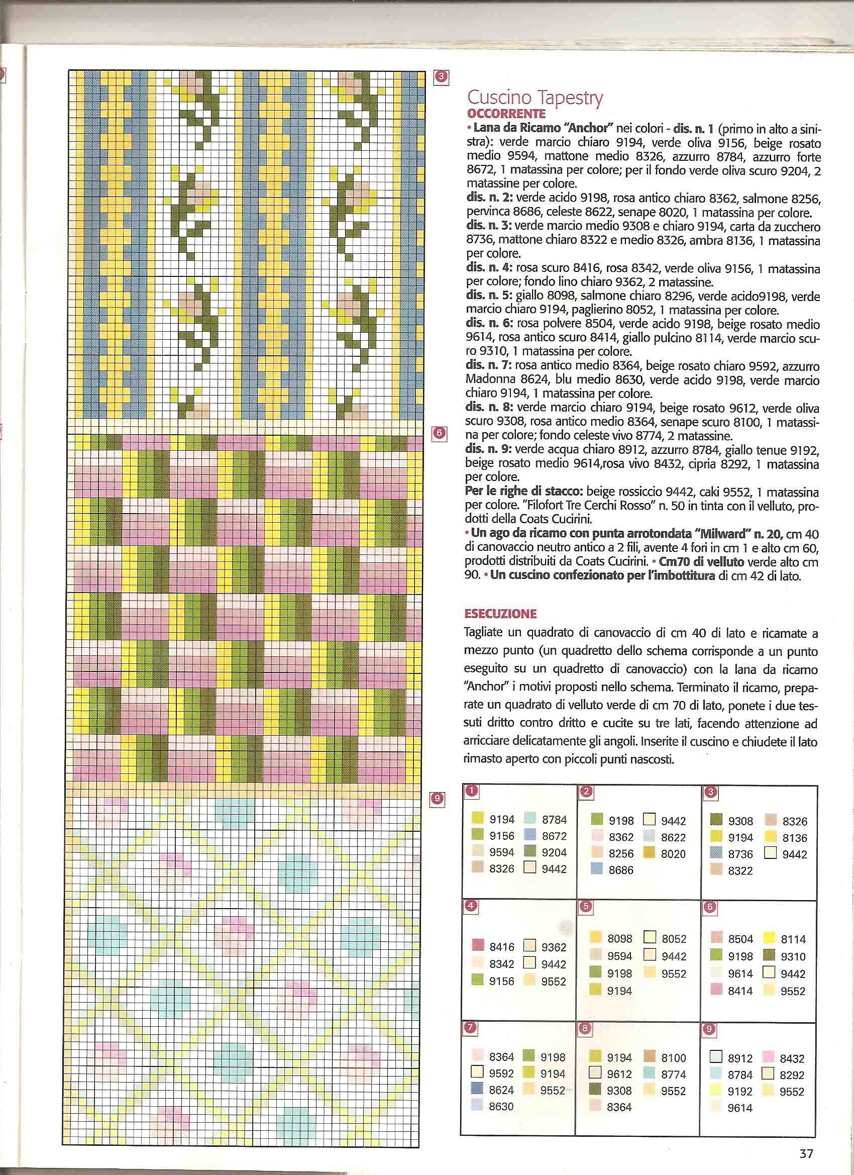 Motivi floreali e geometrici per un cuscino punto croce (3)