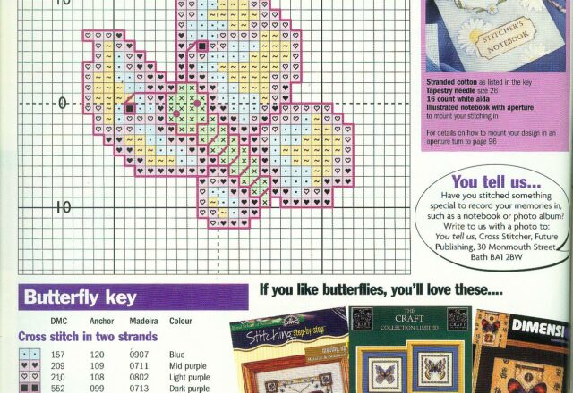 Piccola farfalla colorata schema punto croce gratis (3)