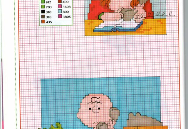 Piperita Patty e Charlie Brown al telefono schema da ricamare gratis