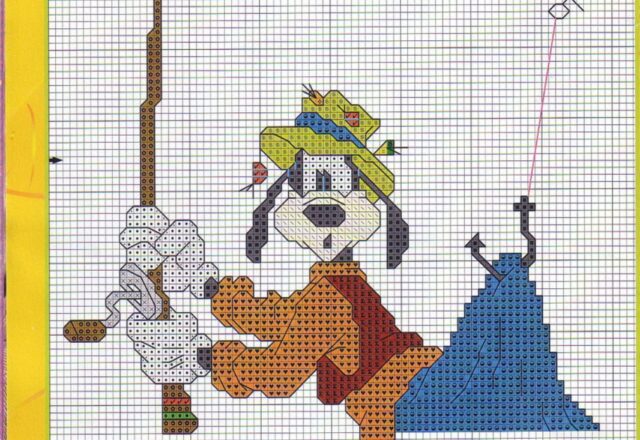 Pippo e la pesca schema punto croce gratis