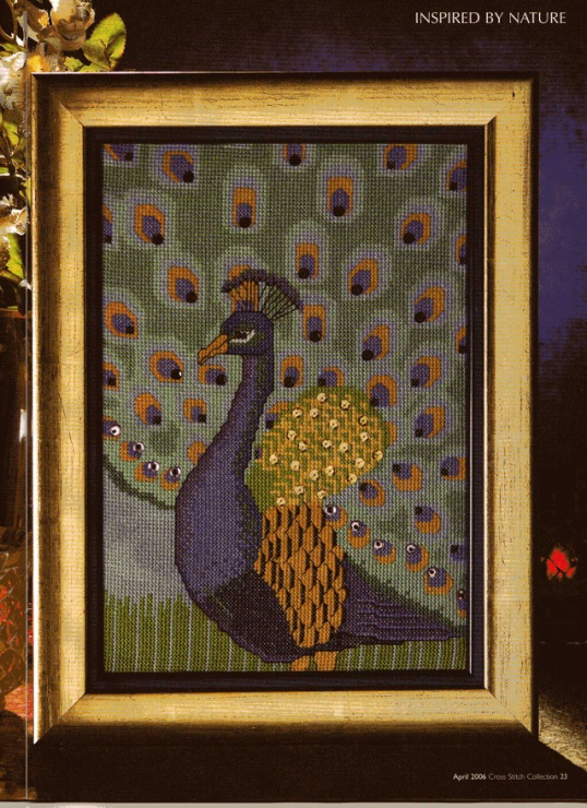 Quadro casa punto croce con animale pavone (1)