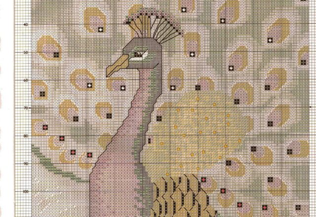 Quadro casa punto croce con animale pavone (3)