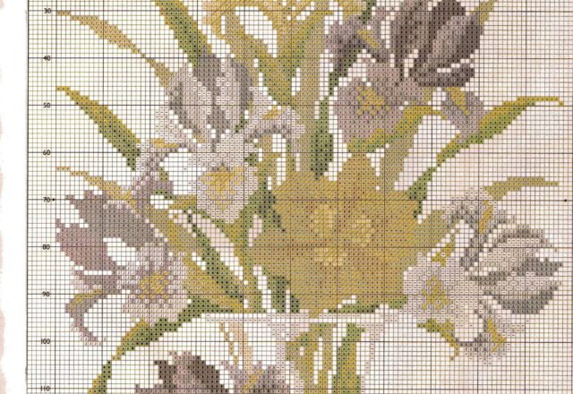 Quadro casa punto croce con bellissimi fiori (3)