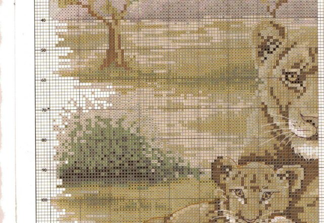Quadro casa punto croce con stupendi leoni (4)