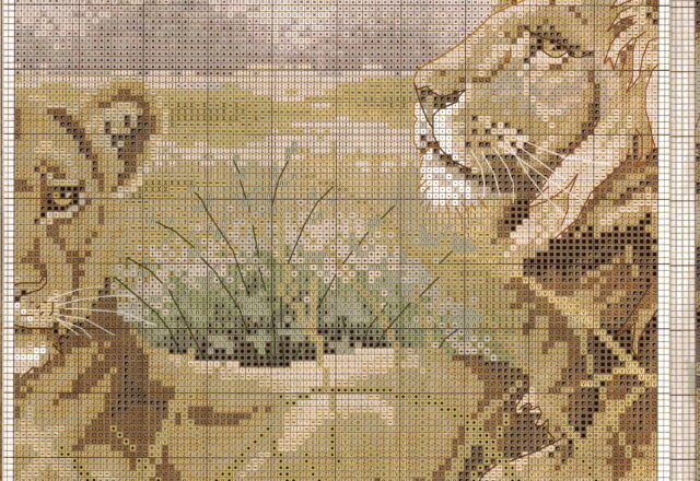 Quadro casa punto croce con stupendi leoni (5)