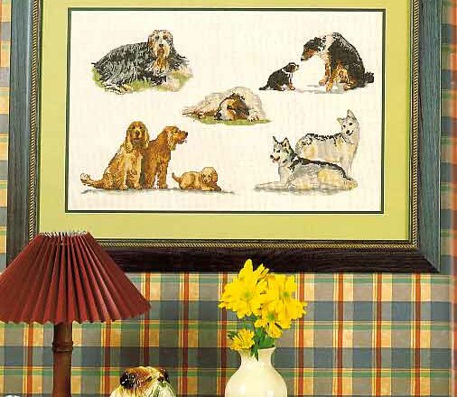 Quadro punto croce con cani di diverse razze (1)