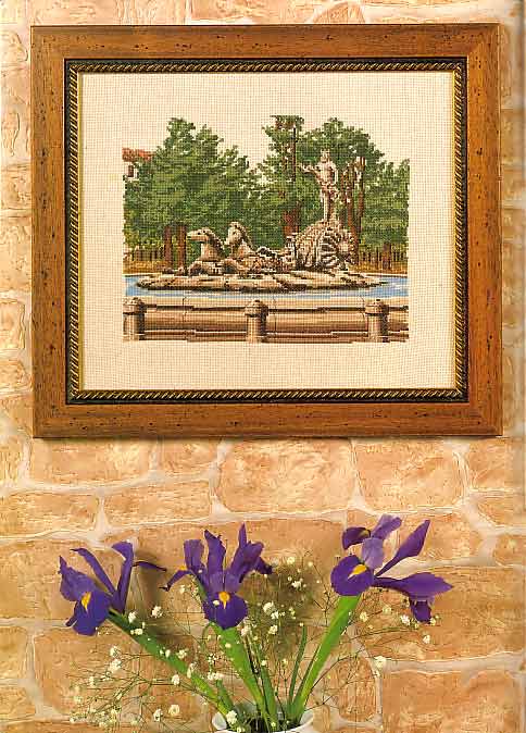 Quadro punto croce fontana con Nettuno (1)