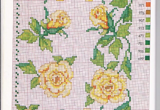 Rose gialle di varie dimensioni schemi punto a croce gratis