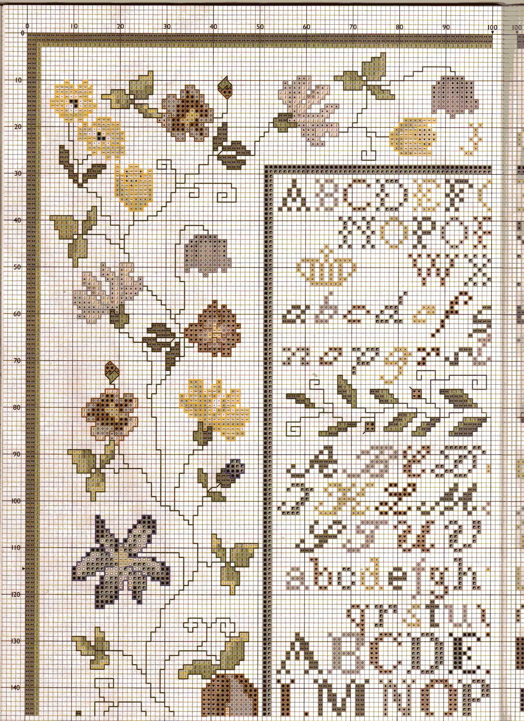 Sampler alfabeto punto croce floreale (3)