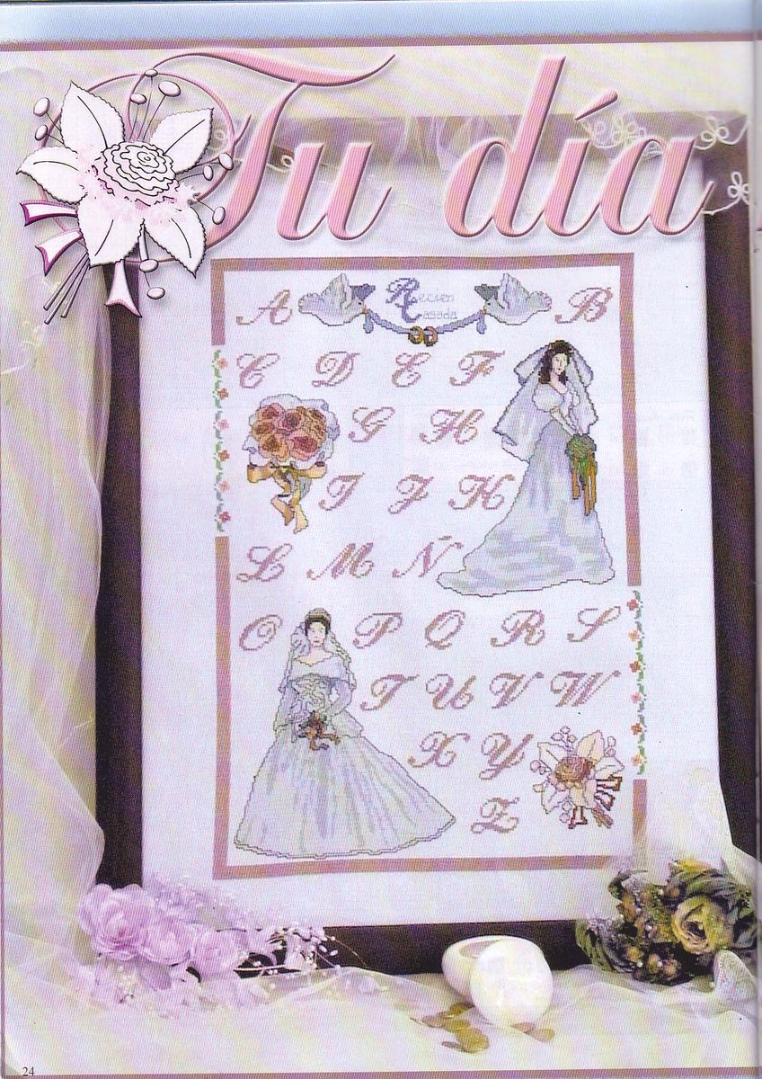 Sampler quadro con la sposa e le lettere rosa (1)