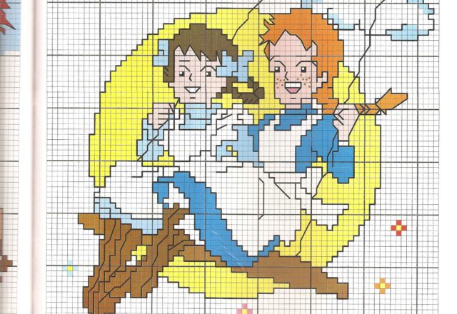 Schema punto croce Anna dai capelli rossi