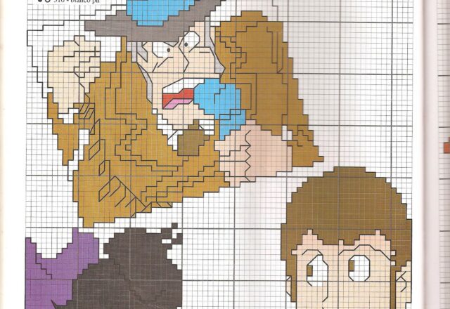 Schema punto croce Lupin, Goemon e Zenigata