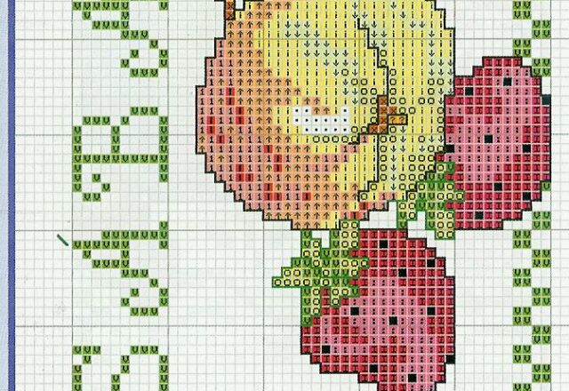 Schema punto croce gratis frutta fragole rosse