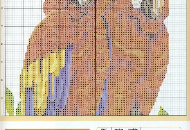 Schema punto croce pappagalli rossi e blu (2)