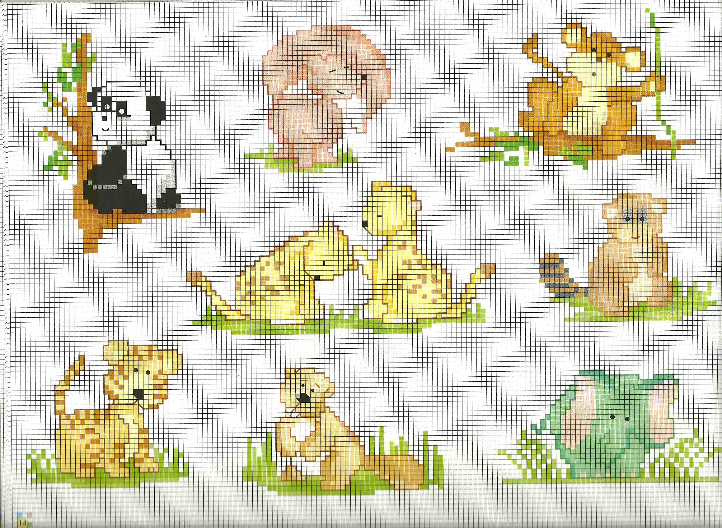 Schemi animali per bambini panda leoncino volpe