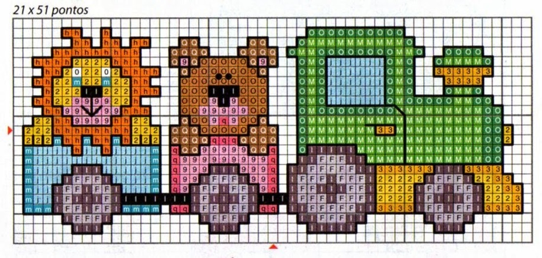 Schemi punto croce bavaglini asilo 3088