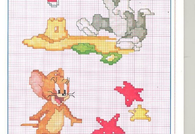 Schemi punto croce di Tom e Jerry al mare