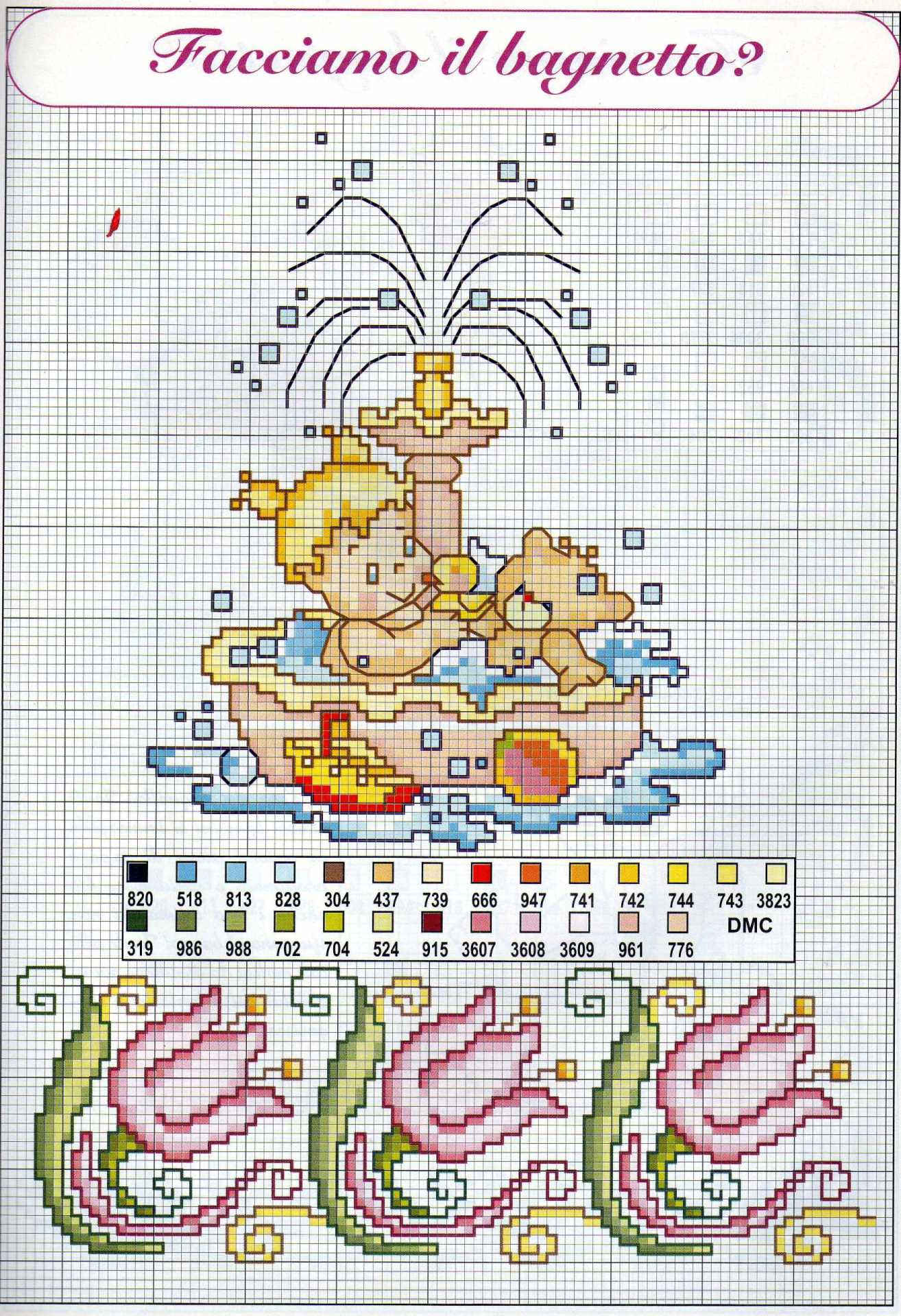 Schemi punto croce nascita bambini il bagnetto (2)