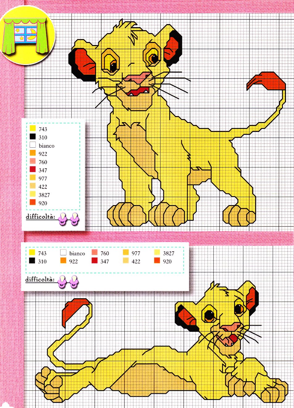 Schemi ricamo gratis Disney Simba 2