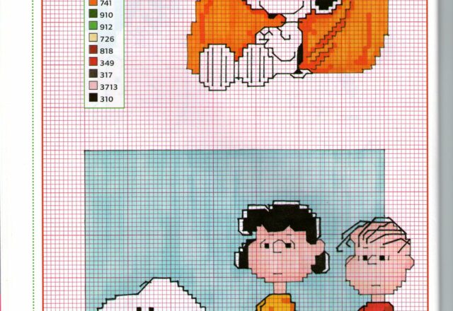 Simpatici schemi punto croce del cane Snoopy
