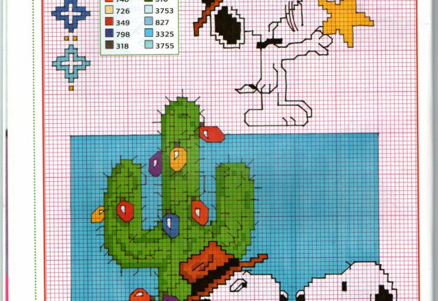 Snoopy e il cactus albero di Natale punto croce da ricamare