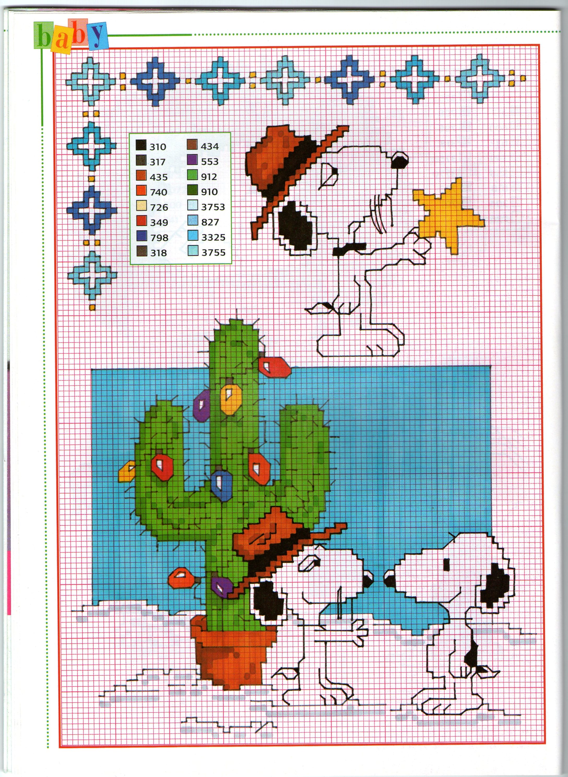 Snoopy e il cactus albero di Natale punto croce da ricamare