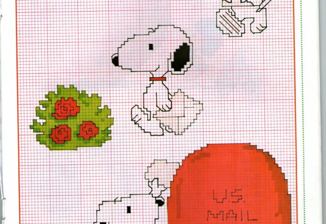 Snoopy e la lettera di San Valentino schema da ricamare gratuito