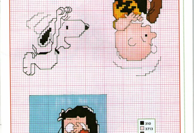 Snoopy spaventa Charlie Brown schema da ricamare gratis