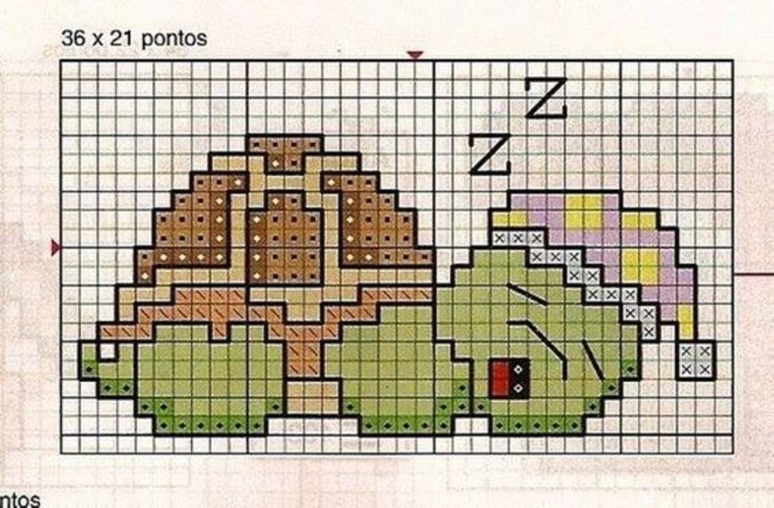 Tartaruga l’ ora della nanna punto croce schemi