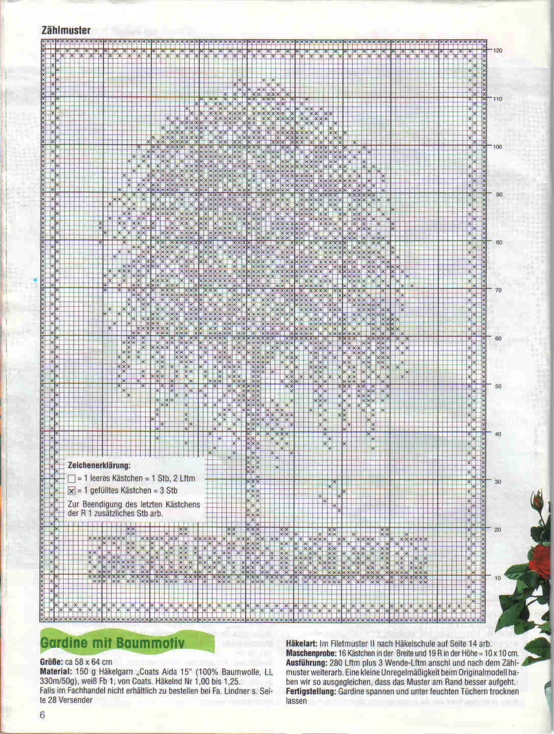 Tenda con salice piangente schema filet uncinetto