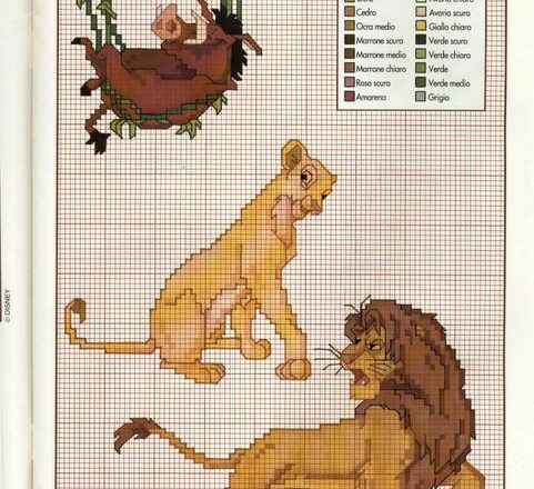 Timon Pumbaa e Zazu schema a punto croce (1)