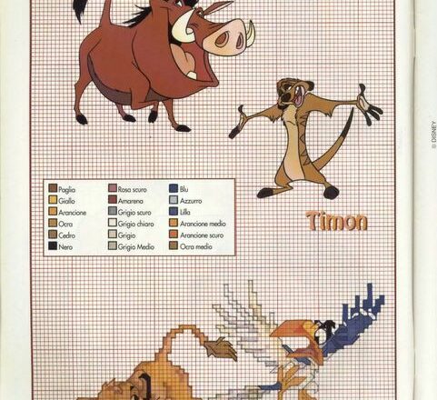 Timon Pumbaa e Zazu schema a punto croce (2)