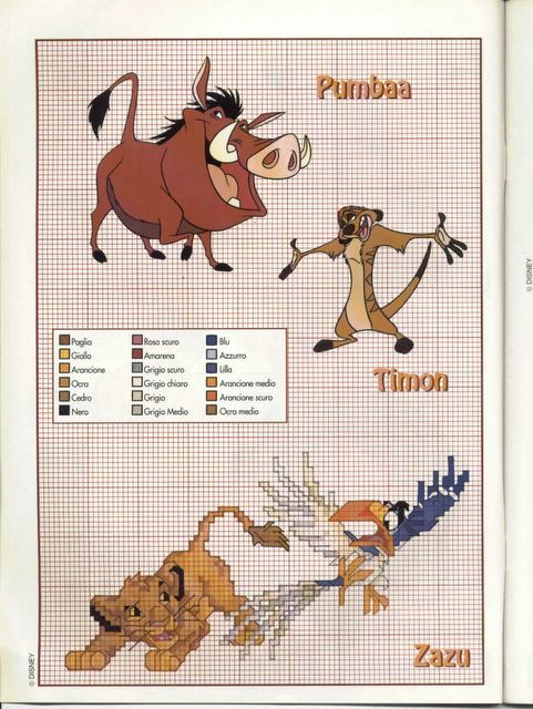 Timon Pumbaa e Zazu schema a punto croce (2)