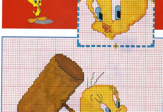 Titti con un martello schema da ricamare