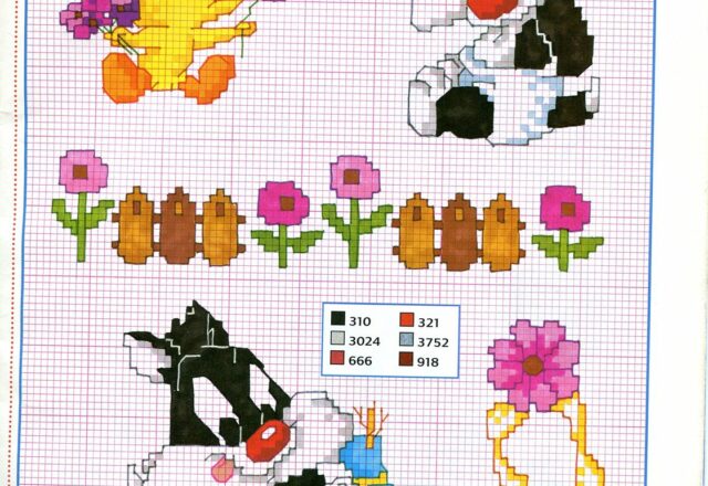 Titti e gatto silvestro schema punto croce