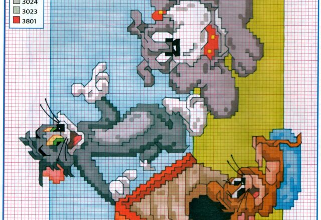Tom Jerry e Spike il bulldog a punto croce