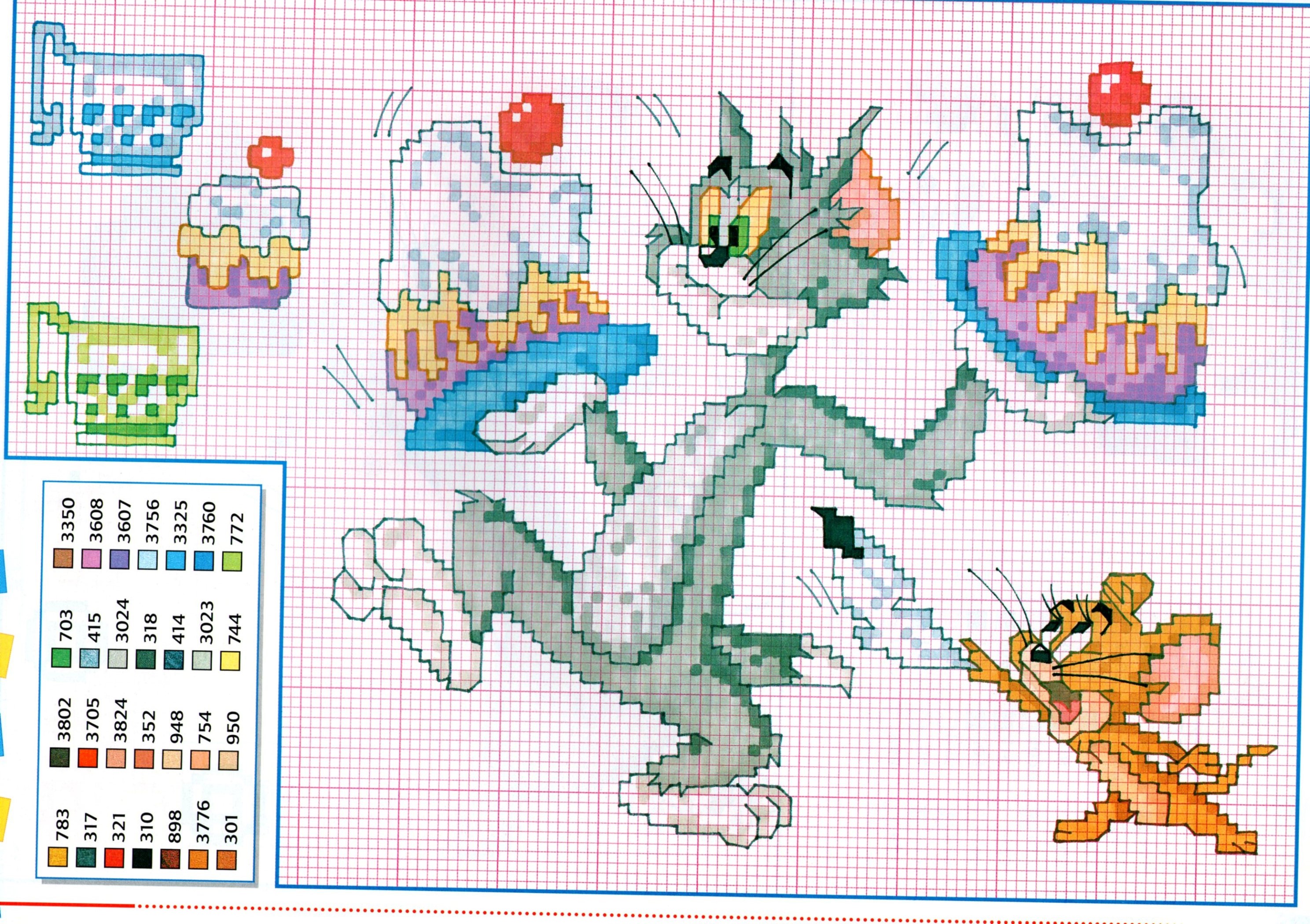 Tom e Jerry con le torte punto croce