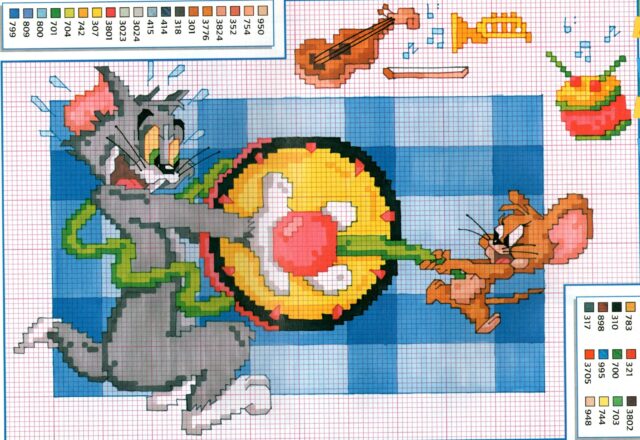 Tom e Jerry con strumenti musicali schema