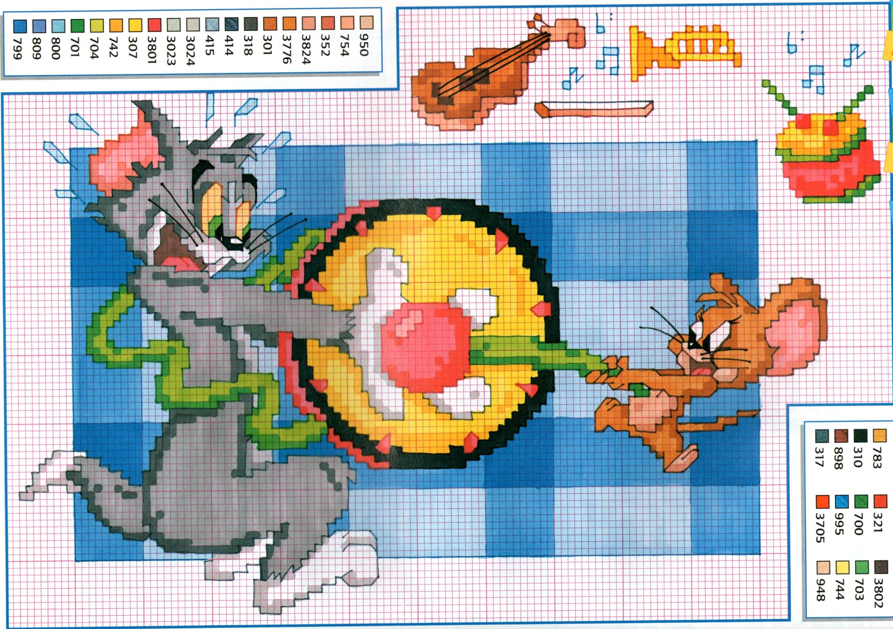 Tom e Jerry con strumenti musicali schema