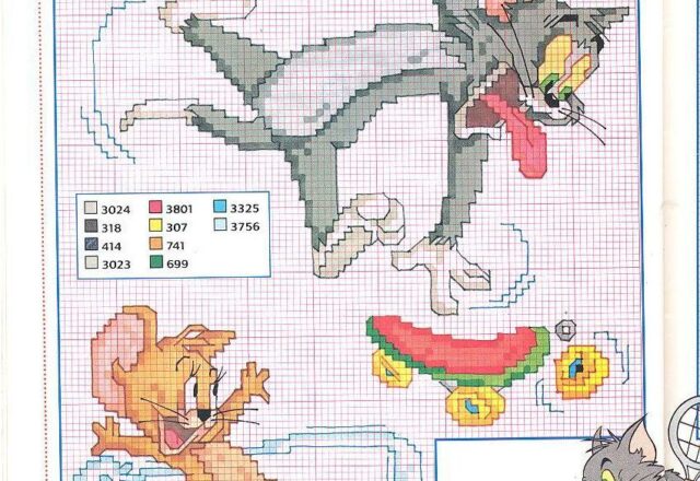 Tom e Jerry e lo skateboard schemi punto croce