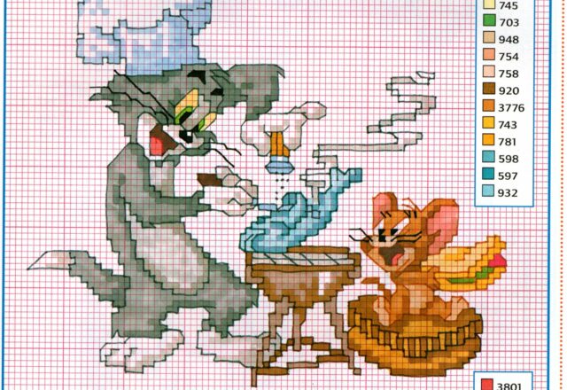 Tom e Jerry fanno il barbecue punto croce