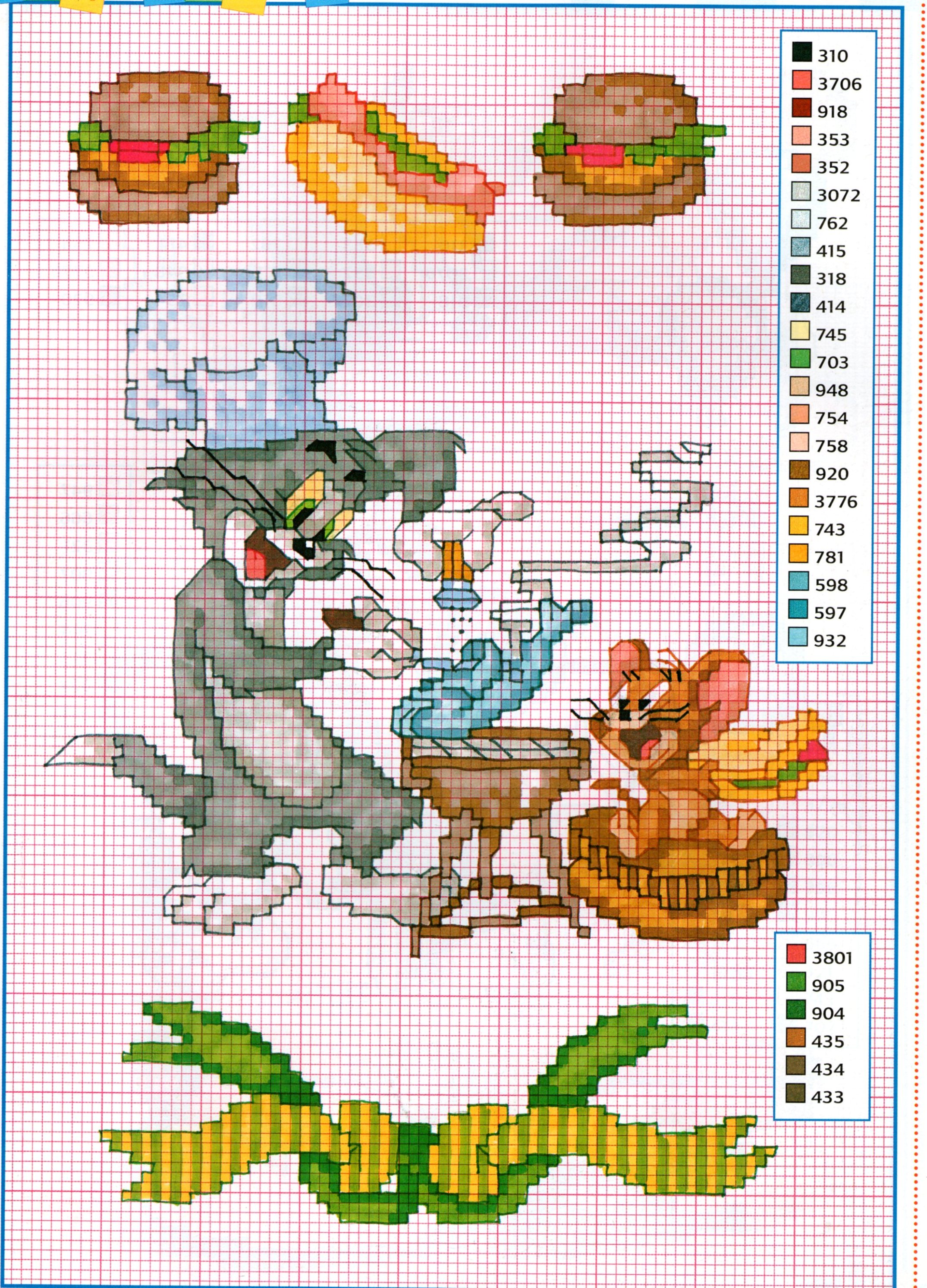 Tom e Jerry fanno il barbecue punto croce