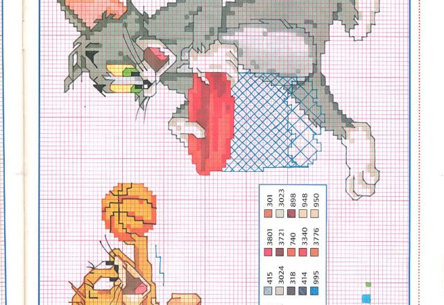 Tom e Jerry giocano a pallacanestro schemi punto croce