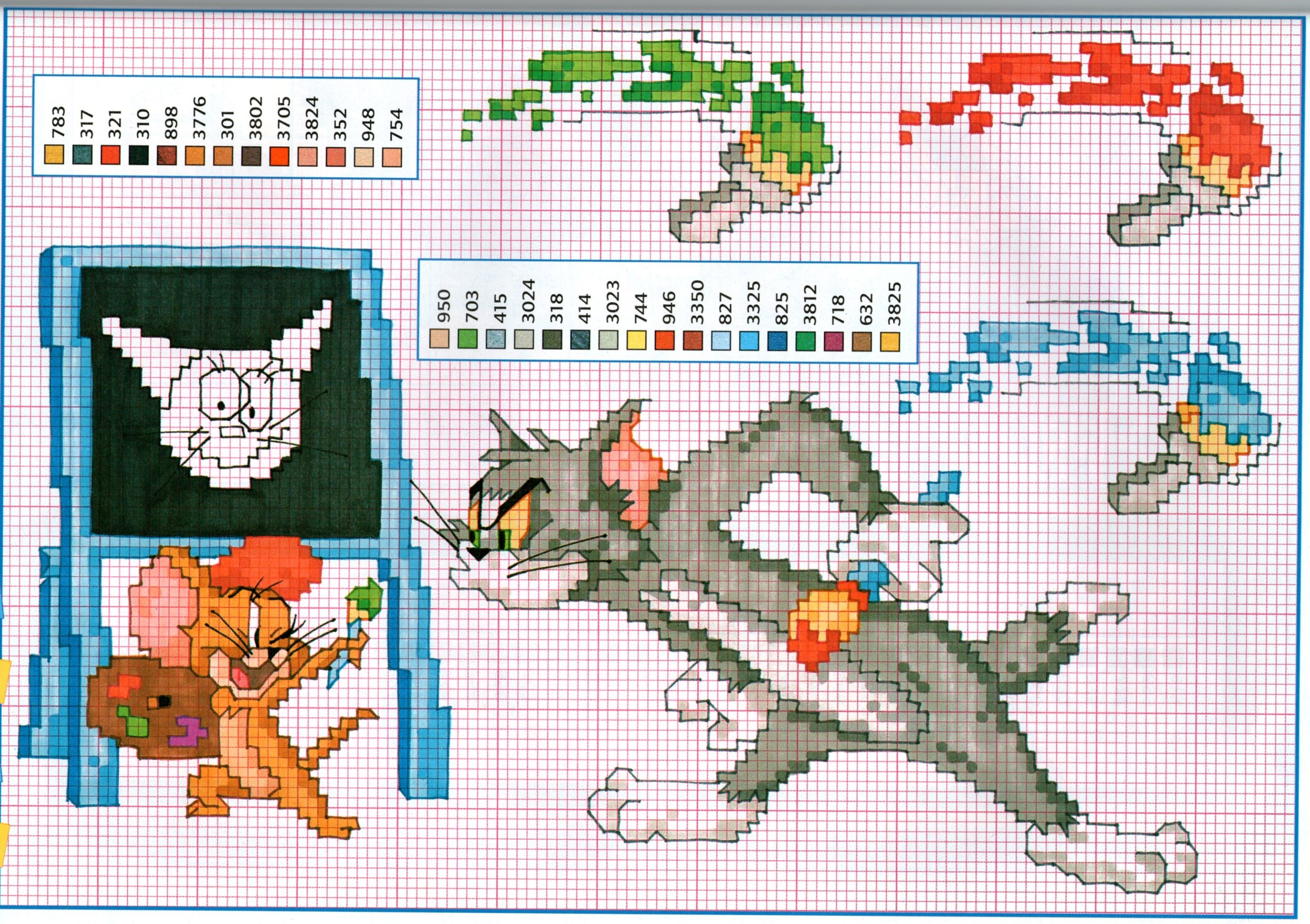 Tom e Jerry pittori punto a croce