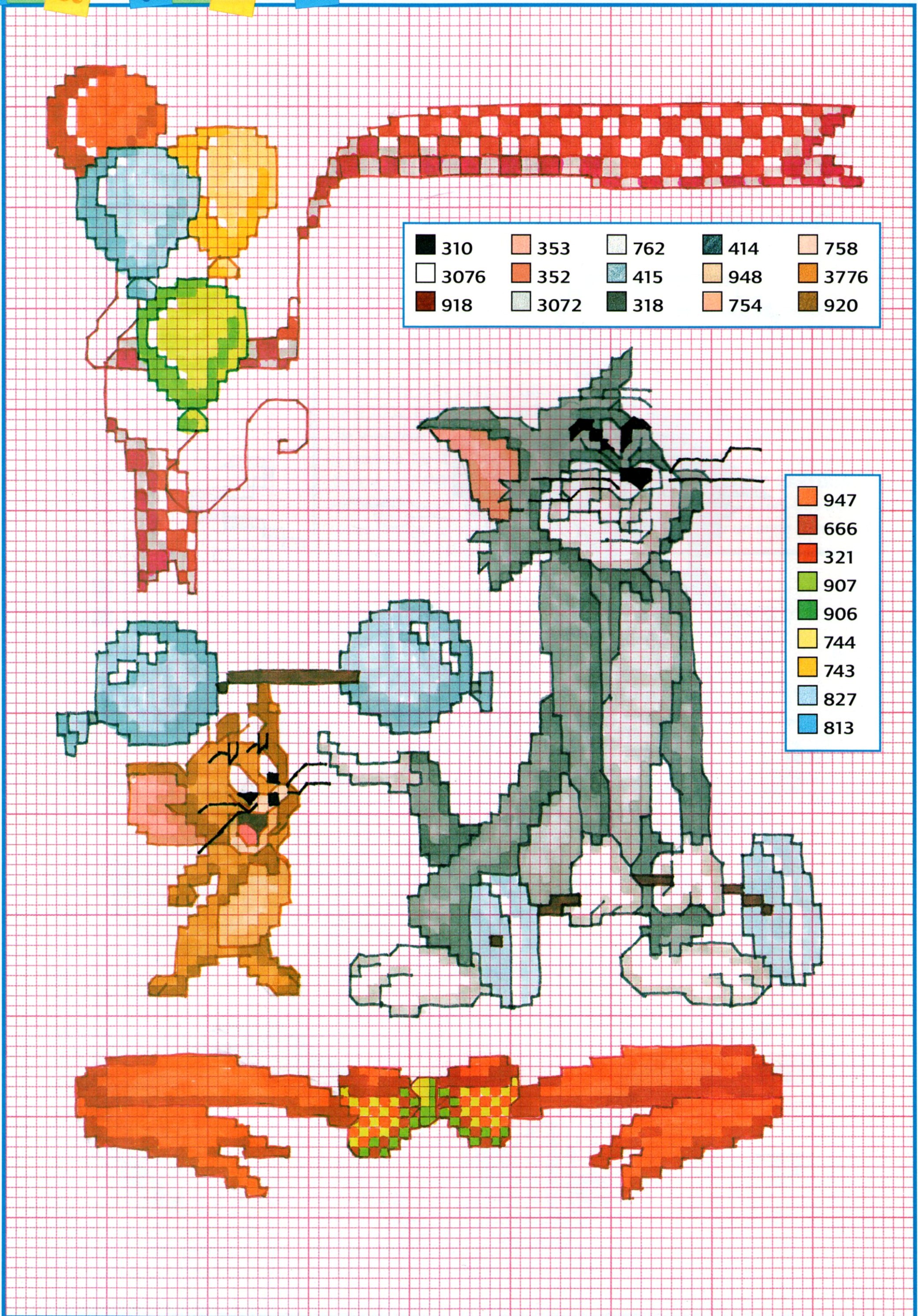 Tom e Jerry si allenano con i pesi punto croce