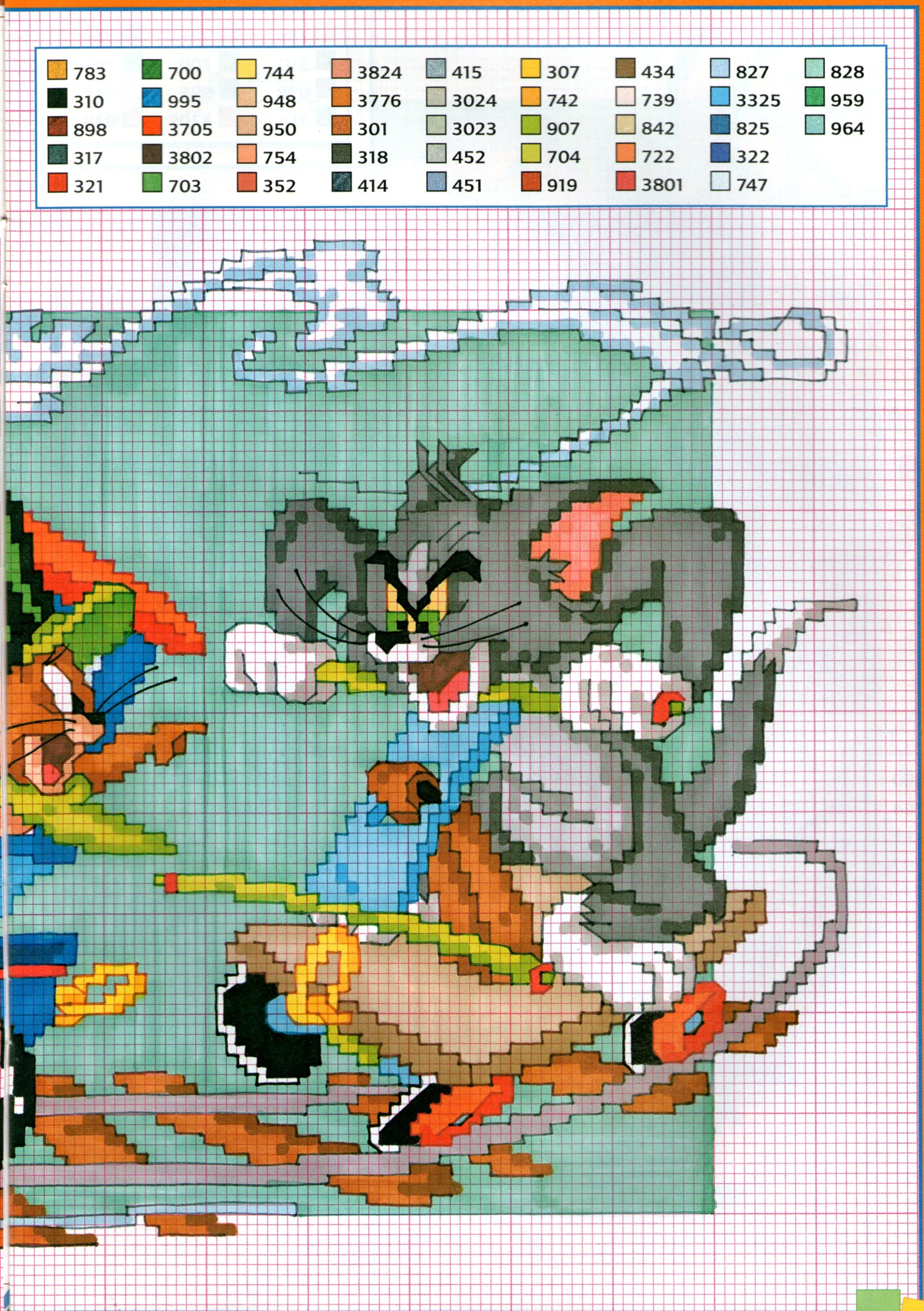 Tom e Jerry si rincorrono sui binari punto croce (2)