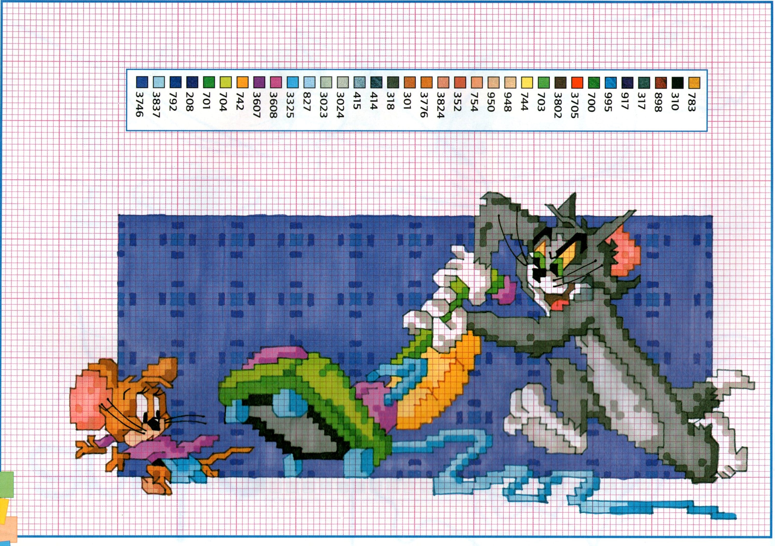 Tom rincorre Jerry con l’ aspirapolvere punto croce