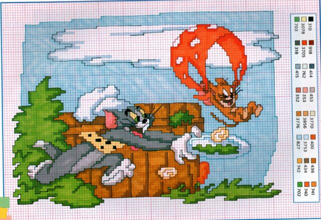 Tom rincorre Jerry punto a croce