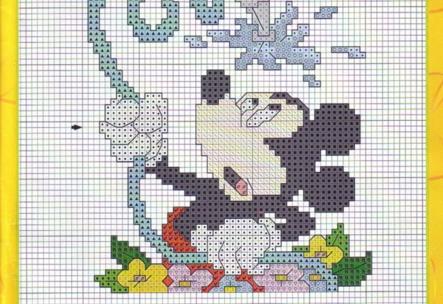 Topolino e il giardinaggio schema punto croce gratis